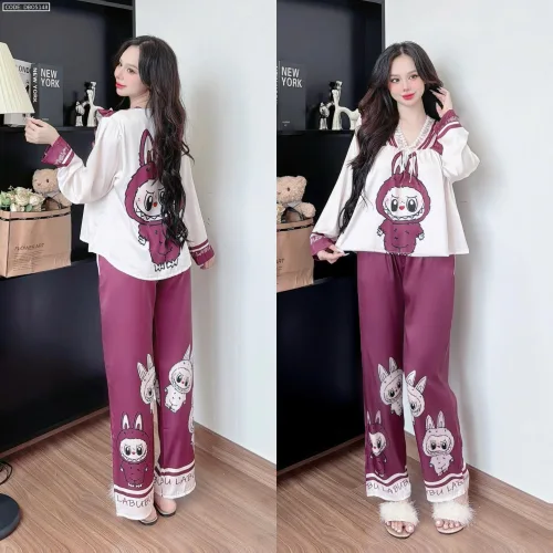 Đồ bộ pijama latin quần dài áo tay dài in hình labubu