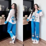 Đồ bộ pijama latin quần dài áo tay dài in hình labubu
