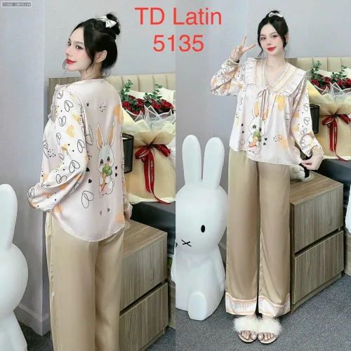Đồ bộ pijama latin quần dài áo tay dài in hình thú