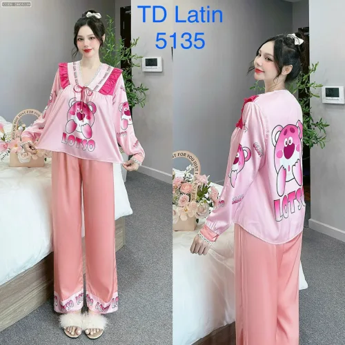Đồ bộ pijama latin quần dài áo tay dài in hình thú