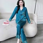 Đồ bộ pijama latin quần dài áo tay dài phối ren trơn