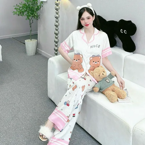 Đồ bộ pijama latin quần dài áo tay ngắn in nhiều hình