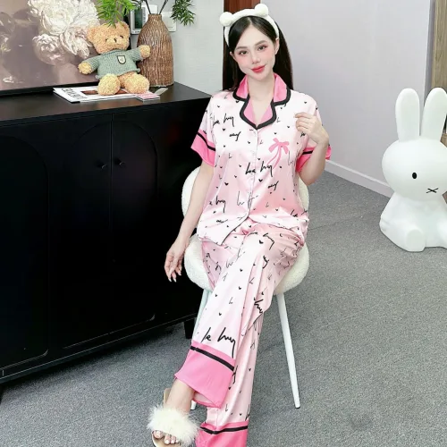 Đồ bộ pijama latin quần dài áo tay ngắn in nhiều hình