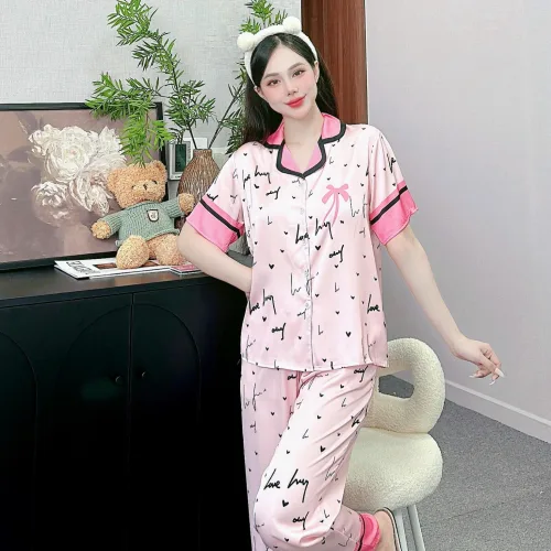 Đồ bộ pijama latin quần dài áo tay ngắn in nhiều hình