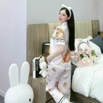 Đồ bộ pijama latin quần dài áo tay ngắn in nhiều hình