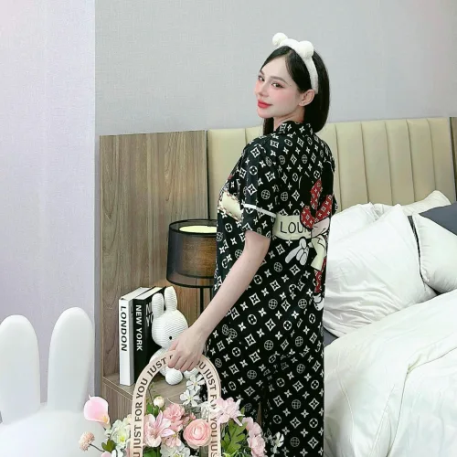 Đồ bộ pijama latin quần dài áo tay ngắn in nhiều hình