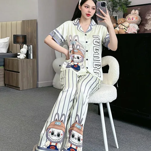 Đồ bộ pijama latin quần dài áo tay ngắn in nhiều hình dễ thương