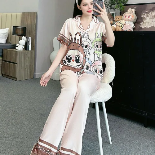 Đồ bộ pijama latin quần dài áo tay ngắn in nhiều hình dễ thương