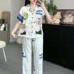 Đồ bộ pijama latin quần dài áo tay ngắn in nhiều hình dễ thương