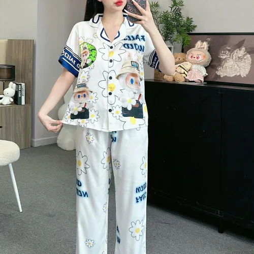 Đồ bộ pijama latin quần dài áo tay ngắn in nhiều hình dễ thương