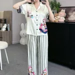 Đồ bộ pijama latin quần dài áo tay ngắn in nhiều hình dễ thương