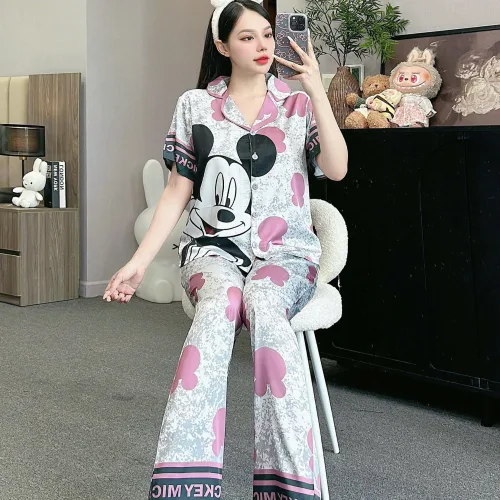Đồ bộ pijama latin quần dài áo tay ngắn in nhiều hình dễ thương