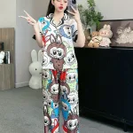Đồ bộ pijama latin quần dài áo tay ngắn in nhiều hình dễ thương