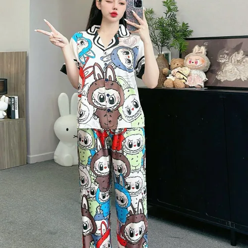 Đồ bộ pijama latin quần dài áo tay ngắn in nhiều hình dễ thương