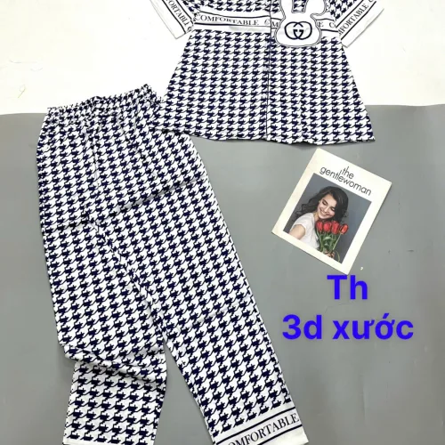 Đồ bộ pijama quần dài áo tay ngắn in nhiều hình
