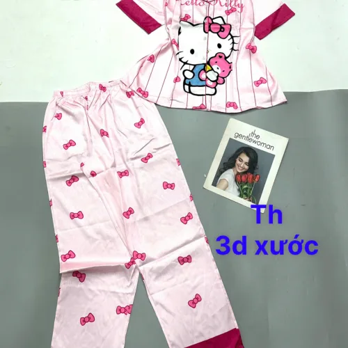 Đồ bộ pijama quần dài áo tay ngắn in nhiều hình