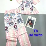 Đồ bộ pijama quần dài áo tay ngắn in nhiều hình