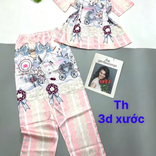 Đồ bộ pijama quần dài áo tay ngắn in nhiều hình