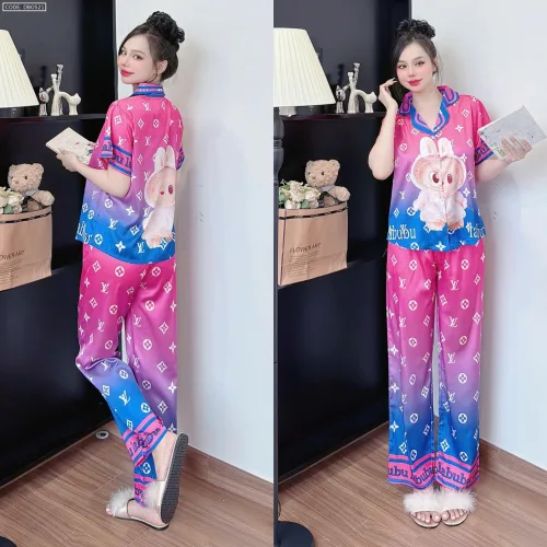 Đồ bộ pijama quần dài áo tay ngắn  in nhiều hình dễ thương