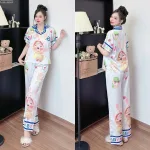 Đồ bộ pijama quần dài áo tay ngắn  in nhiều hình dễ thương
