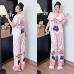 Đồ bộ pijama quần dài áo tay ngắn  in nhiều hình dễ thương