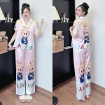 Đồ bộ pijama quần dài áo tay ngắn  in nhiều hình dễ thương