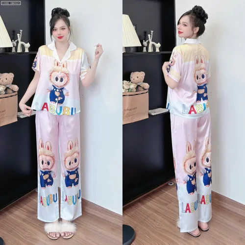 Đồ bộ pijama quần dài áo tay ngắn  in nhiều hình dễ thương