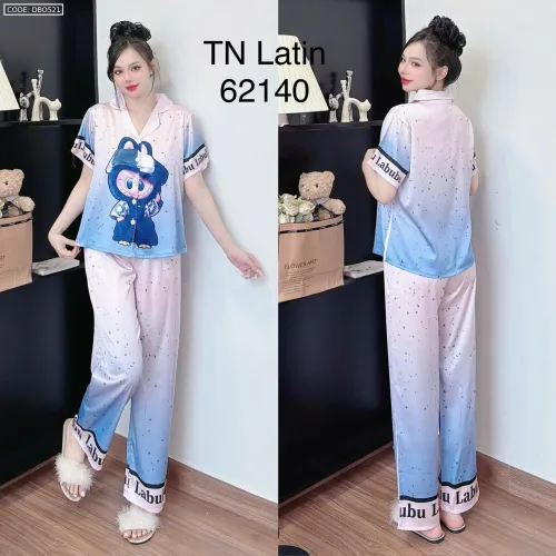 Đồ bộ pijama quần dài áo tay ngắn  in nhiều hình dễ thương