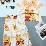 Đồ bộ pijama siêu mát quần lửng áo tay ngắn in hình thú