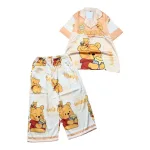 Đồ bộ pijama siêu mát quần lửng áo tay ngắn in hình thú