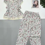 Đồ bộ  quần 9 tấc  áo sát nách ren nhiều hoạ tiết áo có nút
