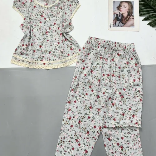 Đồ bộ  quần 9 tấc  áo sát nách ren nhiều hoạ tiết áo có nút