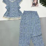 Đồ bộ  quần 9 tấc  áo sát nách ren nhiều hoạ tiết áo có nút