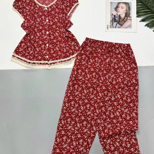 Đồ bộ  quần 9 tấc  áo sát nách ren nhiều hoạ tiết áo có nút