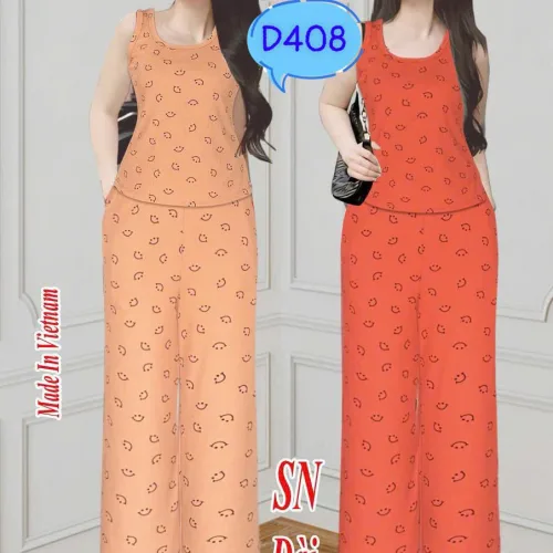 Đồ bộ quần dài áo ba lỗ hoạ tiết quạt