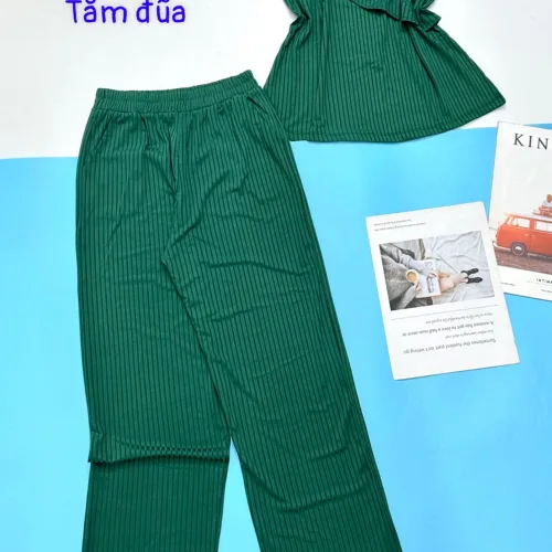 Đồ bộ quần dài  áo bản dây có bông hông xếp