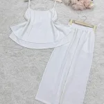 Đồ bộ quần dài áo hai dây đũi hạt trơn