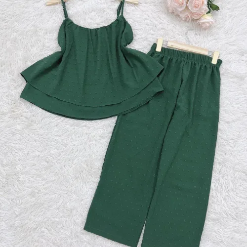 Đồ bộ quần dài áo hai dây đũi hạt trơn