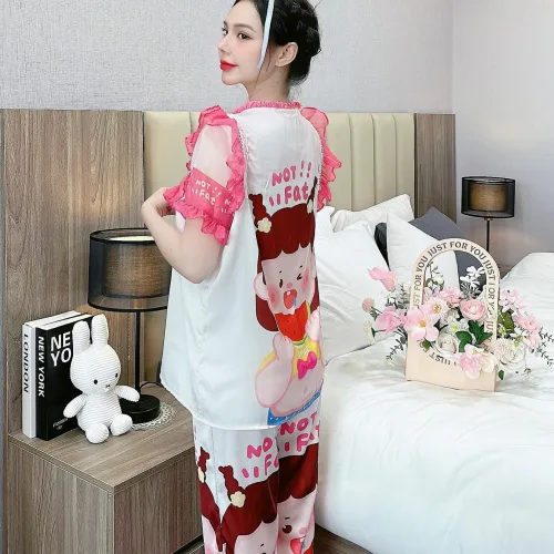 Đồ bộ quần dài áo tay ngắn bèo cổ voan ống quần voan in nhiều hình