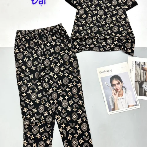 Đồ bộ quần dài áo tay ngắn cổ tròn nhiều hoạ tiết