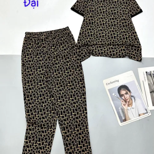 Đồ bộ quần dài áo tay ngắn cổ tròn nhiều hoạ tiết