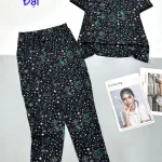 Đồ bộ quần dài áo tay ngắn cổ tròn nhiều hoạ tiết
