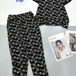 Đồ bộ quần dài áo tay ngắn cổ tròn nhiều hoạ tiết