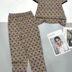 Đồ bộ quần dài áo tay ngắn cổ tròn nhiều hoạ tiết