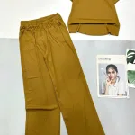 Đồ bộ quần dài áo tay ngắn cổ vuông ren nơ