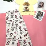 Đồ bộ quần dài áo tay ngắn cotton phối đũi sọc