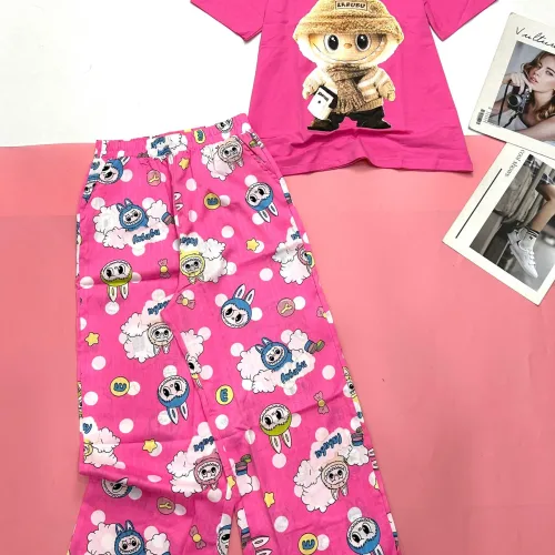 Đồ bộ quần dài áo tay ngắn cotton phối đũi sọc