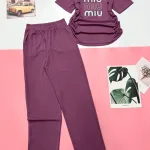 Đồ bộ quần dài áo tay ngắn in 3 chữ  miu