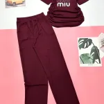 Đồ bộ quần dài áo tay ngắn in 3 chữ  miu