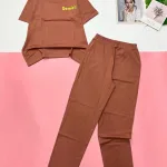 Đồ bộ quần dài áo tay ngắn in chữ